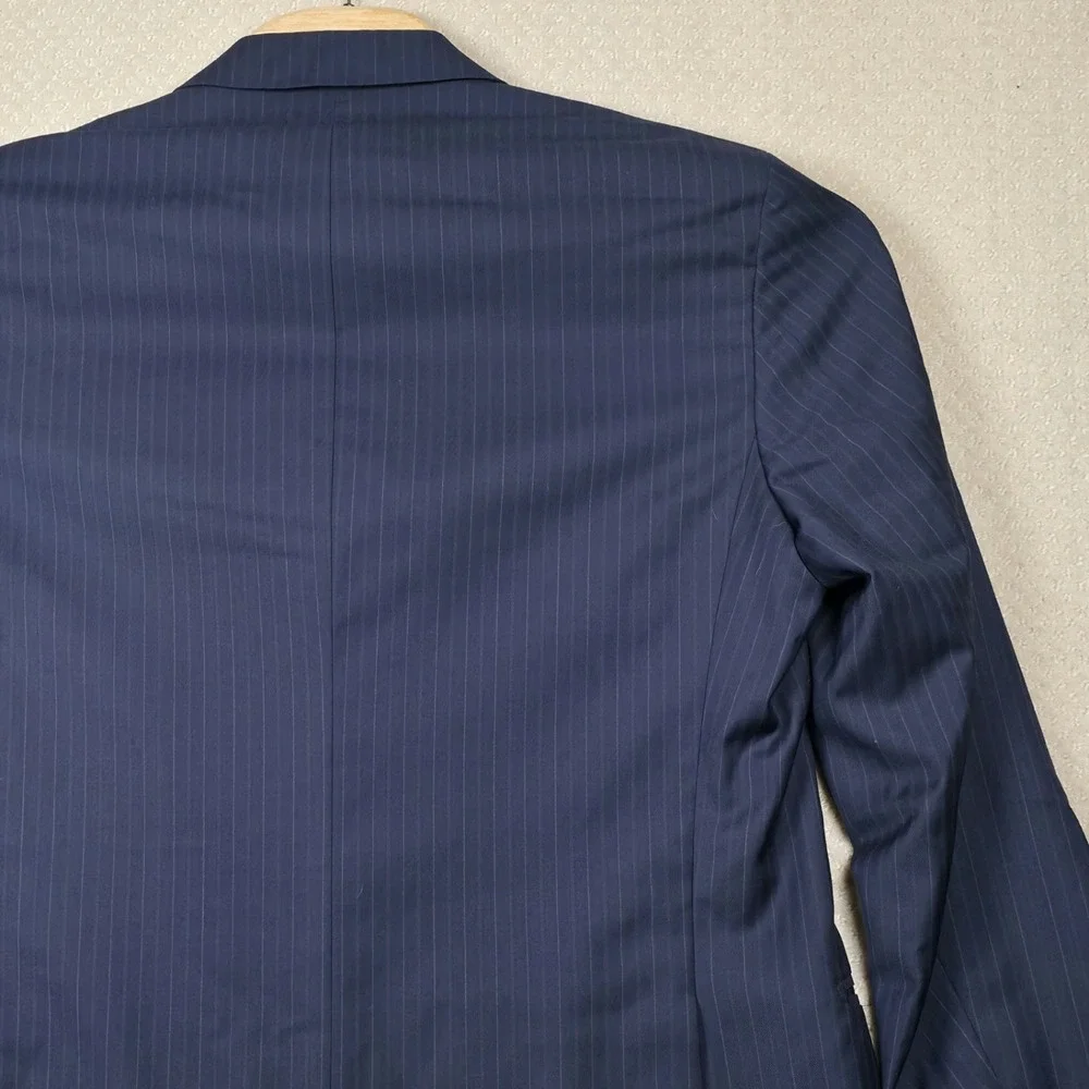 Ermenegildo Zegna Mens Blazer Jacket 42 Blue Stripe Wool Sport Coat Saks 5th Ave